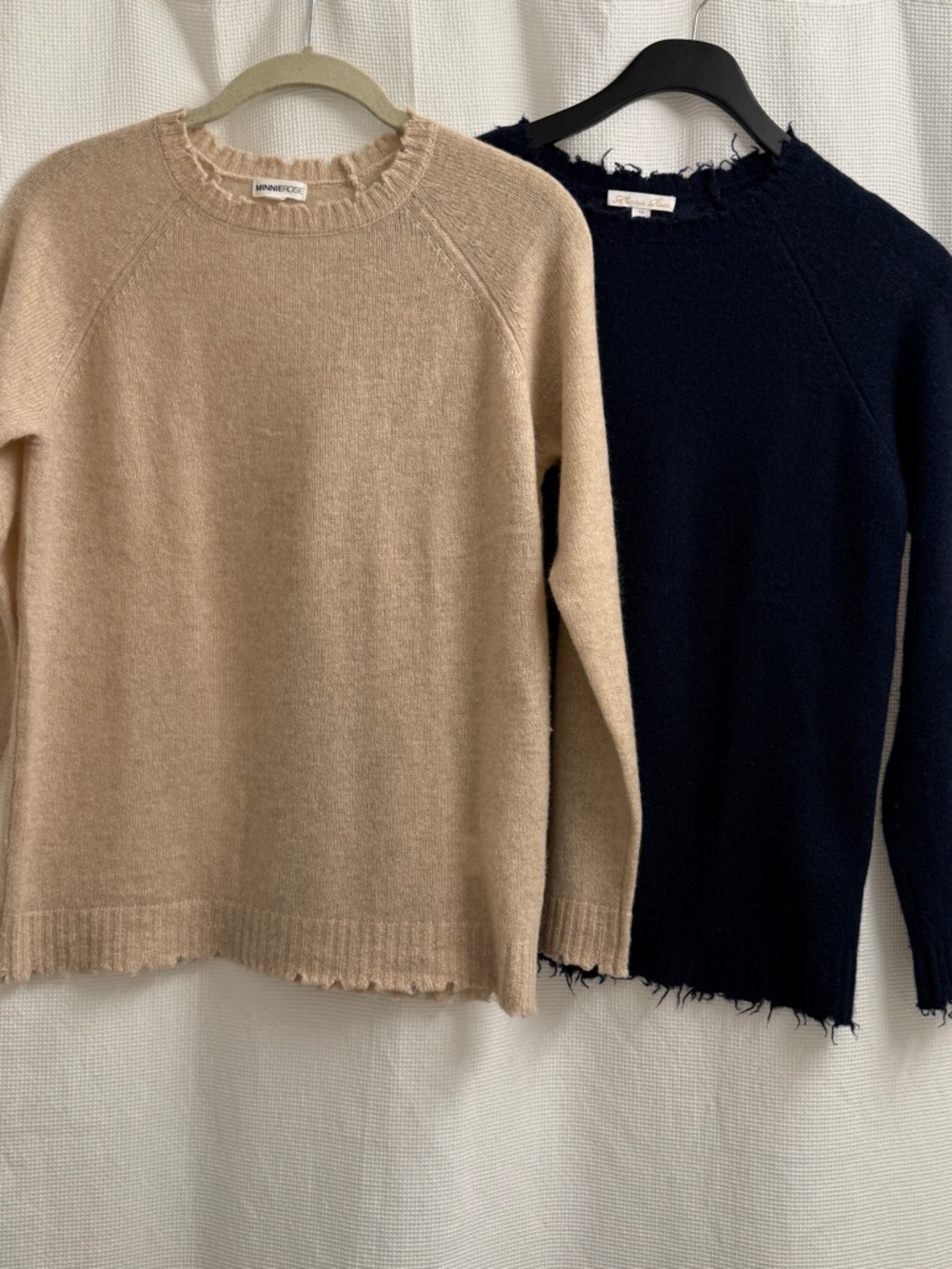 2-Minnie Rose Cashmere Distressed Long Sleeve Crew Sweater Size Small - Picture 3 of 6